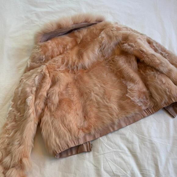 Pink real rabbit fur zip up jacket - Picture 4 of 5